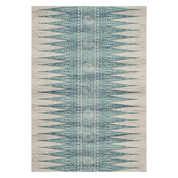 Safavieh EVK226T Evoke Ivory, Turquoise Area Rug - 4& x 6&