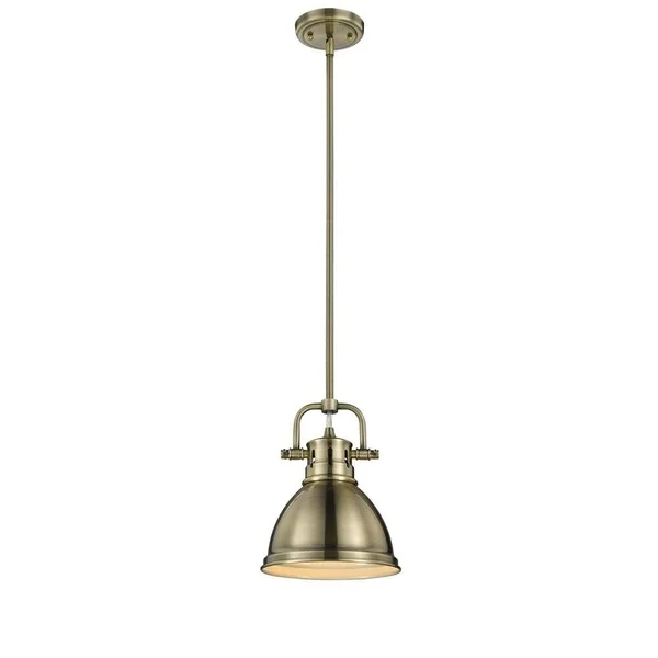 Golden Lighting 3604-M1L BLK-BK Duncan Mini Pendant Light with Rod & Black Shade Black