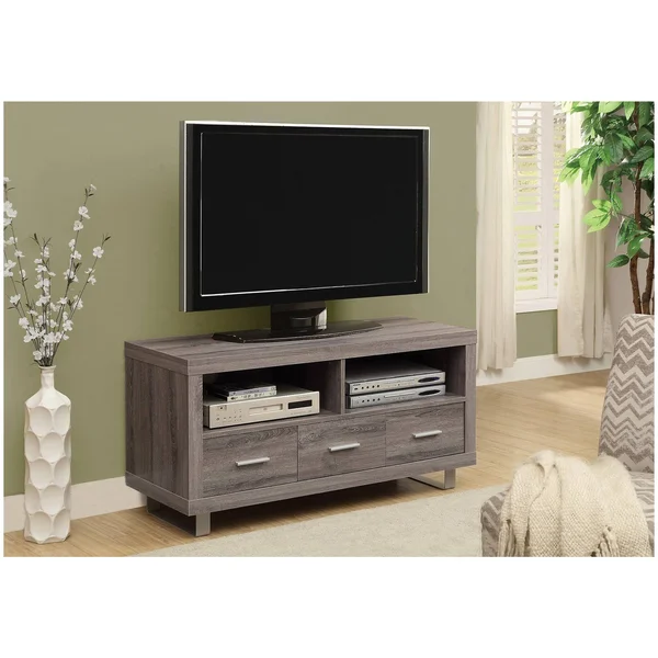 Monarch Specialties 48x22 TV Stand, Dark Taupe with 3 Drawers