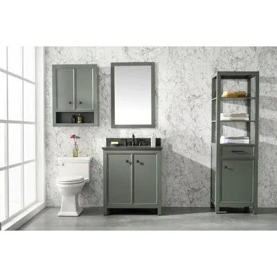Malek 30x22 Single Bathroom Vanity Set Breakwater Bay Base Finish: Pewter Green