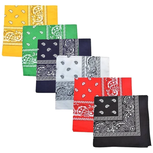 Set of 60 Mechaly Paisley 100% Cotton Double Sided Bandanas - 60 Pack (Navy Blue)
