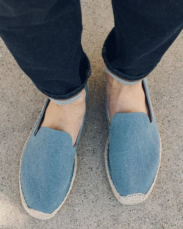 Soludos Men's Canvas Smoking Slipper Blue - 8.5