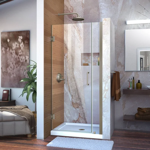 DreamLine SHDR-20347210-04 Unidoor 34-35 in. W x 72 in. H Frameless Hinged Shower Door Brushed Nickel