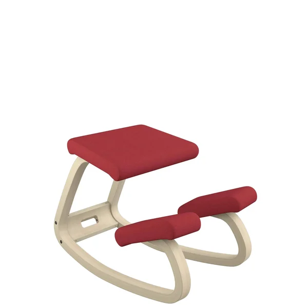 Varier Variable Balans Original Kneeling Chair Designed by Peter Opsvik (Red Revive Fabric with Natural Ash Base)