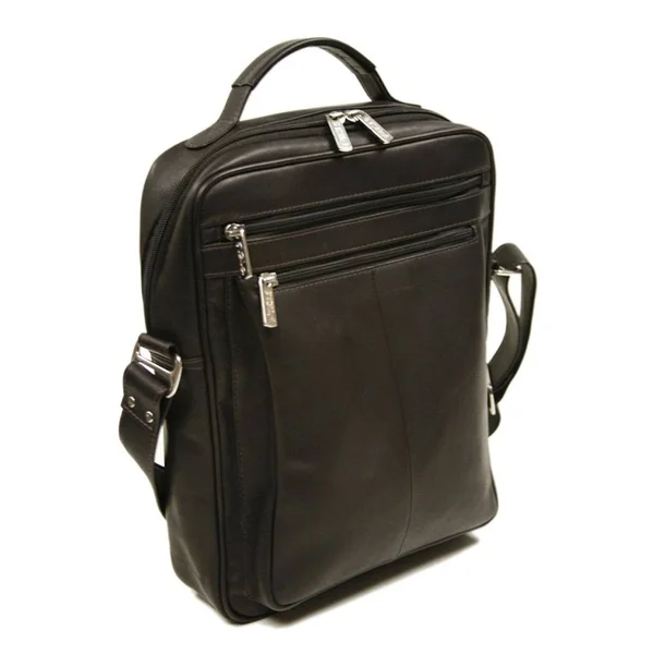 Piel Leather Laptop Shoulder Bag (saddle)