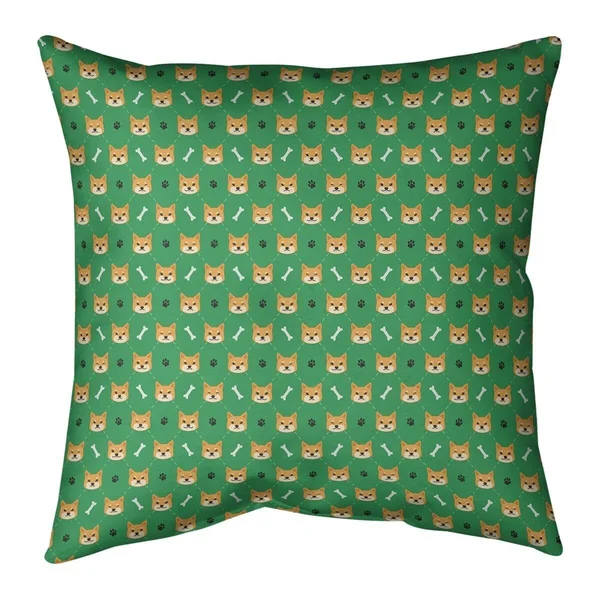 Main Color Shiba Inu Pattern Throw Pillow - 18 x 18 - Gray - Polyester