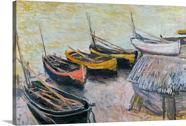 Boats on The Beach - 1883, Canvas Wall Art, 30x20, Great Big Canvas