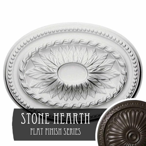 18 1/2x22W x 13 1/2x22H x 1 7/8x22P Saverne Ceiling Medallion, Hand-Painted Stone Hearth