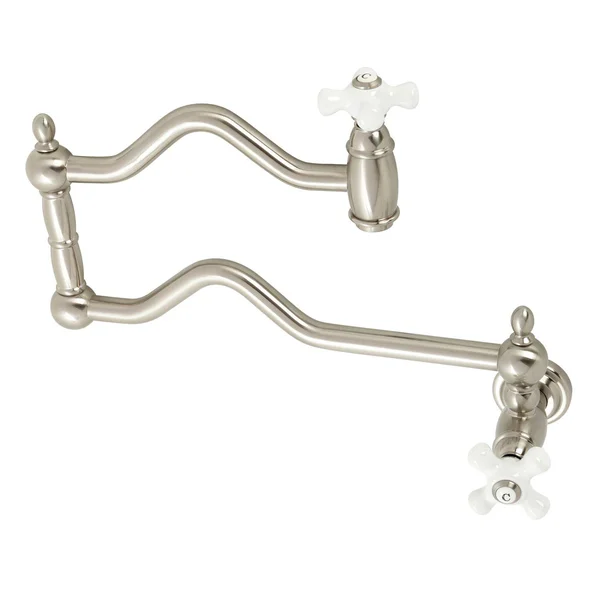 Kingston Brass KS2108PX Heritage Wall Mount Pot Filler Brushed Nickel