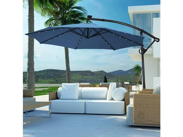 Costway 10ft Solar Powered LED Patio Umbrella (Blue)
