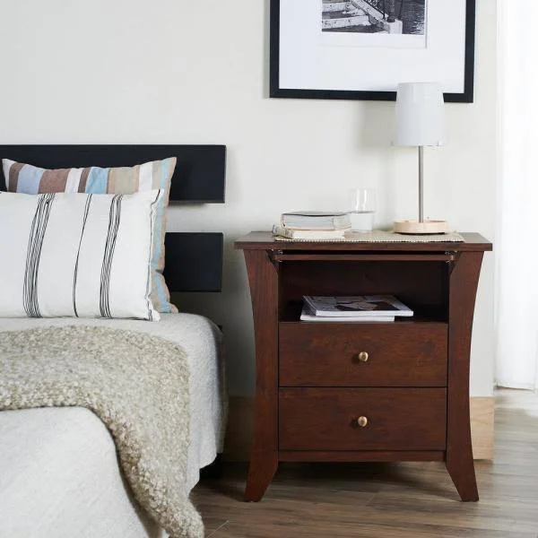 Furniture of America Kim 2-Drawer Vintage Walnut Nightstand