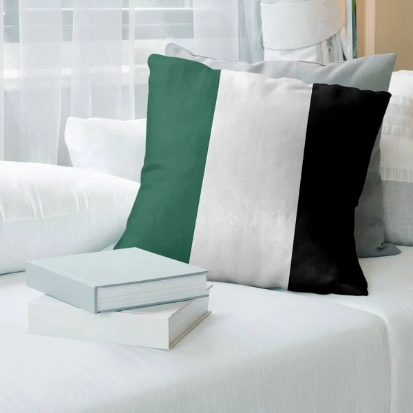 New York New York Fly Football Stripes Pillow-Cotton Twill - 14 x 14 - Square - Zipper Closure - Medium - Removable Cover - Acce