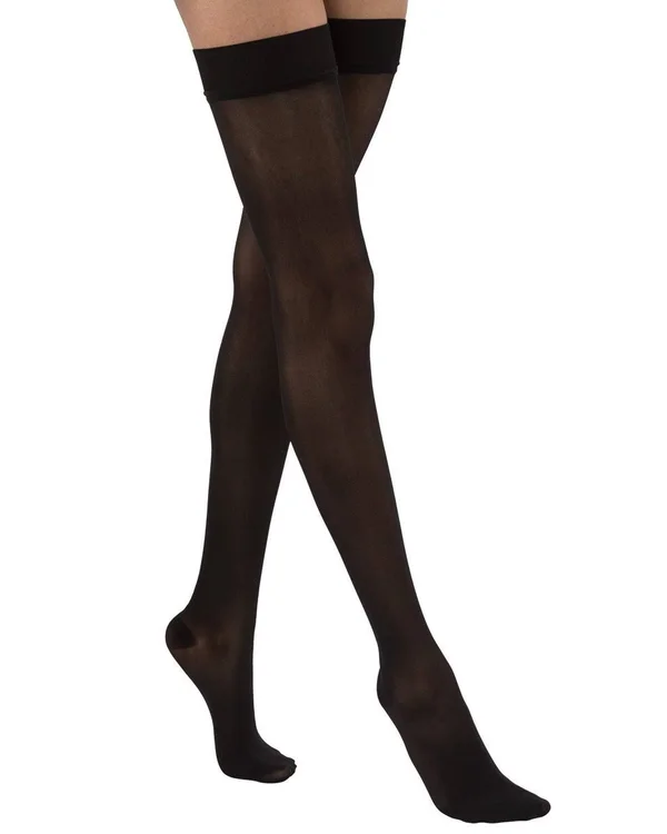 Juzo Soft 15-20 mmHg Open Toe Thigh High w/ Silicone Top Band - V, Short, Beige