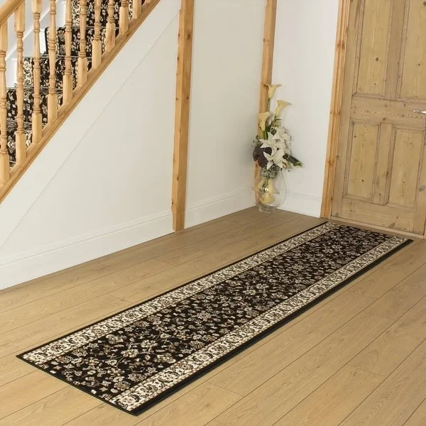 runrug USA Persian Black Hallway Carpet Rug Runner Length: 38 foot - WI