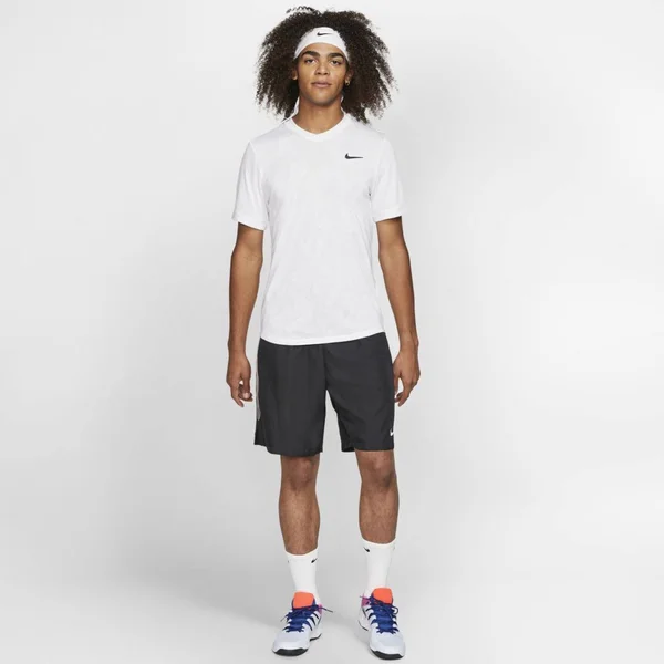 Nike NikeCourt Dry Challenger Top Short Sleeve White/Black - Men's, Size: Small