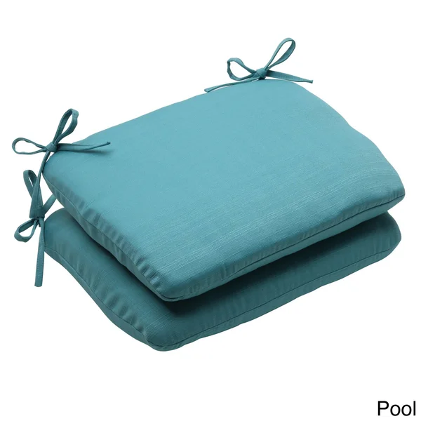Pillow Perfect Outdoor Forsyth Rounded Seat CUSHION - Green, Set of 2