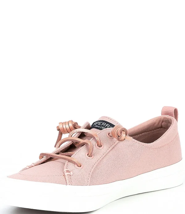 Women's Sperry Crest Vibe Textile Sparkle Sneaker Blush - Size 9.5M
