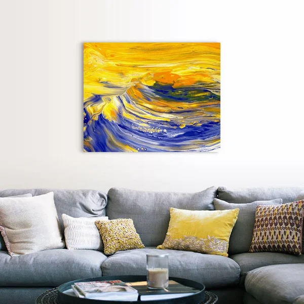 Oil Painting in Yellow and Blue Colors, Front View, Canvas Wall Art, 45x36, Great Big Canvas