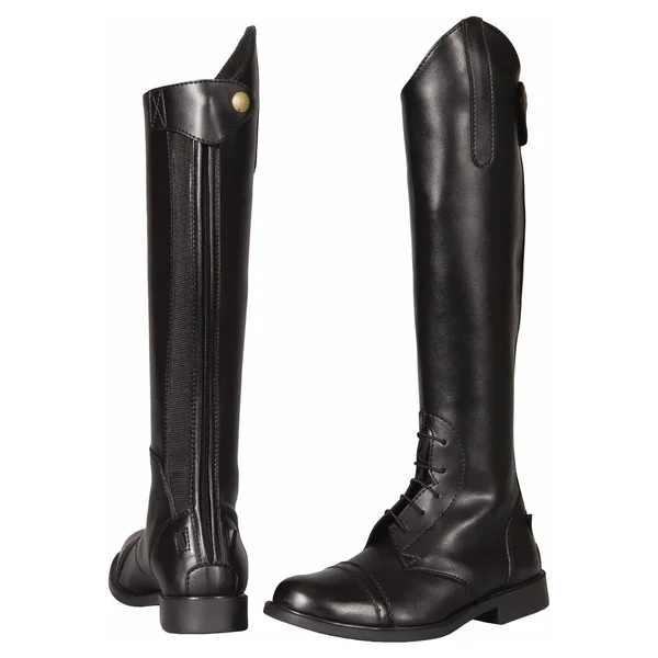 TuffRider Children's Starter Back Zip Field Boots in Synthetic Leather, Black, 3 Slim Regular