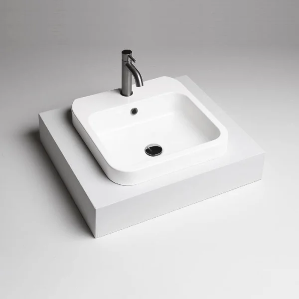WS Bath Collections Cosa 48I.01 - 86100 WG Cosa Ceramic Square Drop-in Bathroom Sink with Overflow Sink Finish: Glossy White - Fa