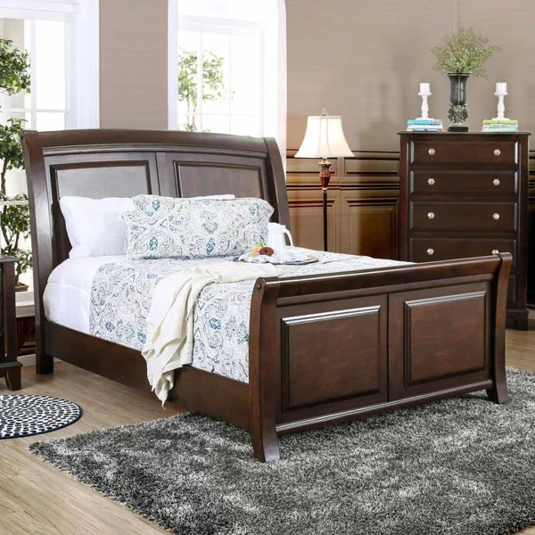 Furniture of America Millard Sleigh Bed - Size: Queen, Brown