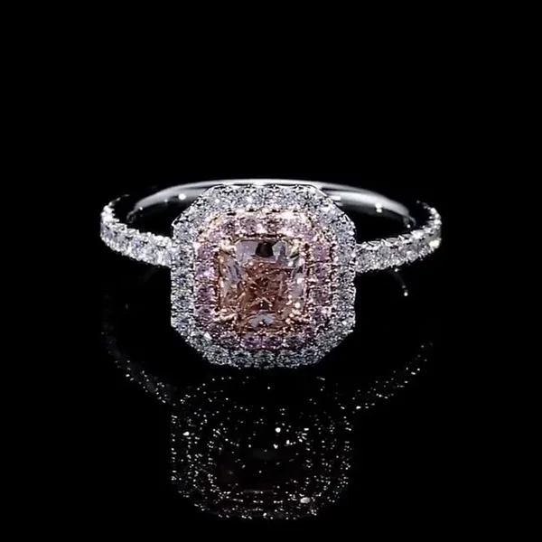 Lajerrio Asscher Cut Pink Sapphire 925 Sterling Silver Halo Engagement Rings(620294)