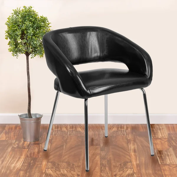 Flash Furniture Contemporary Leather Side Reception Chair - Black - Fusion Series