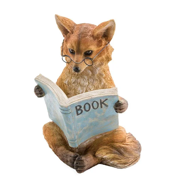Wind & Weather Orange Fox Reading Book Statue One-Size