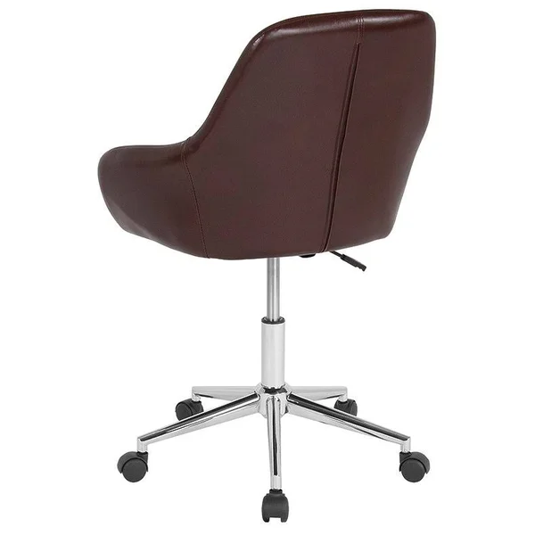 FlashFurniture Cortana Home and Office Leather Mid-Back Chair - Brown