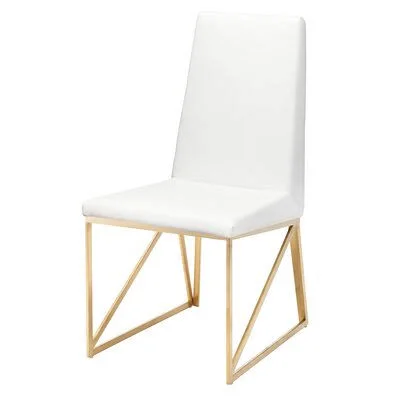Caprice Upholstered Dining Chair Nuevo Leg Color: Brushed Stainless Steel with Gold Vacume Plating - Upholstery Color: White