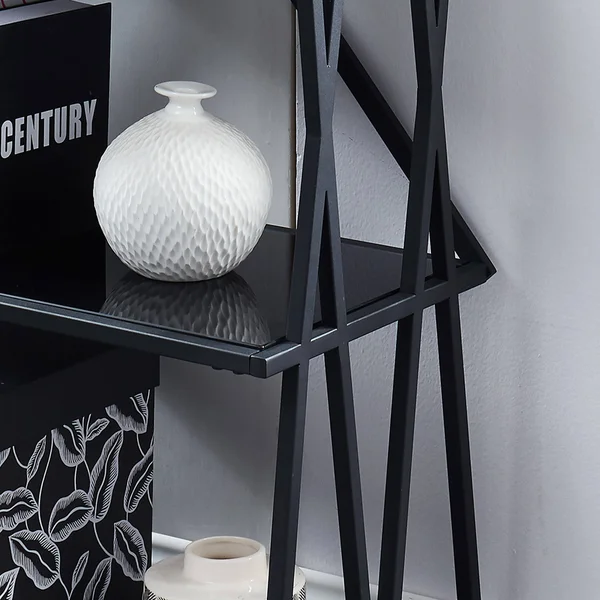 Furniture of America Albaric Modern Black Metal Display Bookcase - 5-Shelf Large