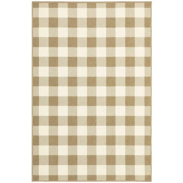 The Gray Barn Told Gait Indoor/ Outdoor Gingham Check Area Rug (6&7x22 x 9&6x22 - Tan)