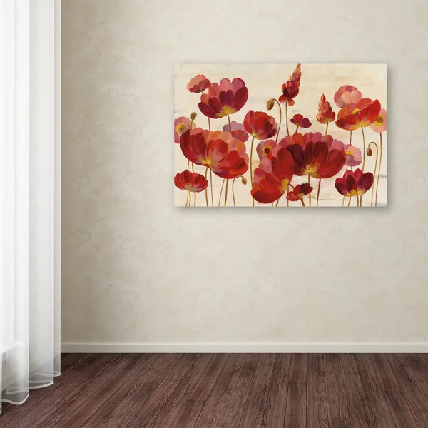 Trademark Art Silvia Vassileva 'Red Flowers on Cream Crop' Canvas Art