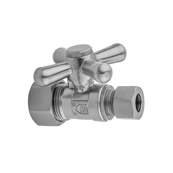 Jaclo 623 Quarter Turn Straight Pattern 5/8 inch O.D. Compression (Fits 1/2 inch Copper) x 1/2 inch O.D. Supply Valve with Stand