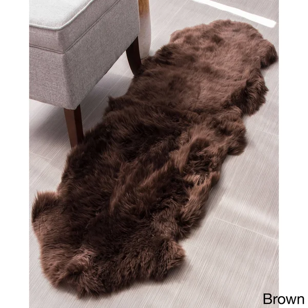 Super Area Rugs - Genuine Australian Sheepskin Brown Fur Rug, Double Pelt 2& x 5& 6 inch