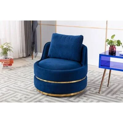 Naarden Modern Swivel Accent Chair Barrel Chair for Hotel Living Room/Modern Leisure Chair Everly Quinn Fabric: Blue
