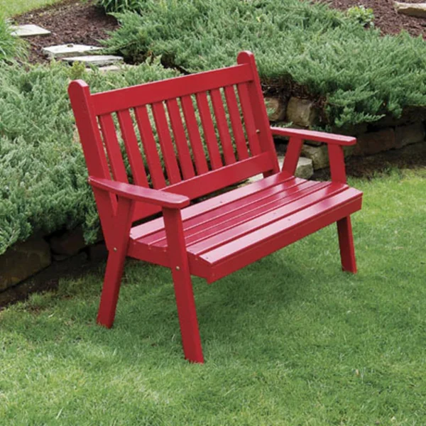 A & L Furniture Yellow Pine Traditional English Garden Bench Natural Stain - Size: 5 ft.