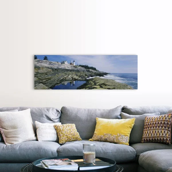Lighthouse at The Coast, Pemaquid Point, Maine, Canvas Wall Art, 60x20, Great Big Canvas