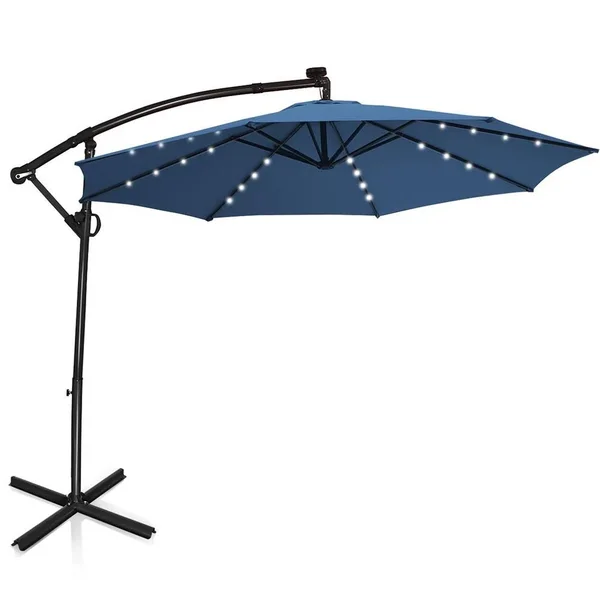 Costway 10ft Solar Powered LED Patio Umbrella (Blue)