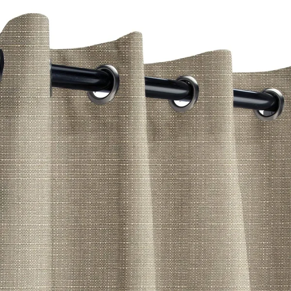 Sunbrella Linen Taupe Outdoor Curtain with Nickel Grommets 50 in. x 108 in.