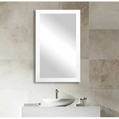 American Made Accent Wall Mirror Wade Logan Size: 14x22 H x 30x22 W, Finish: White Satin