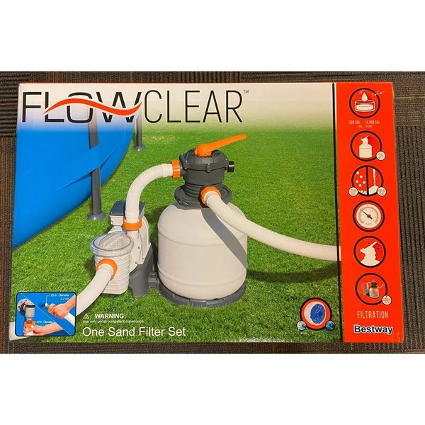 Bestway 58500E Flowclear 9, 800 L Pump Sand Filter, White/Gray