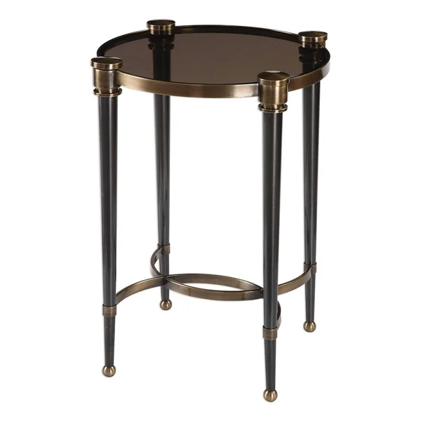 24.5x22 Brushed Black Tapered Legs Accent Table - 33378327