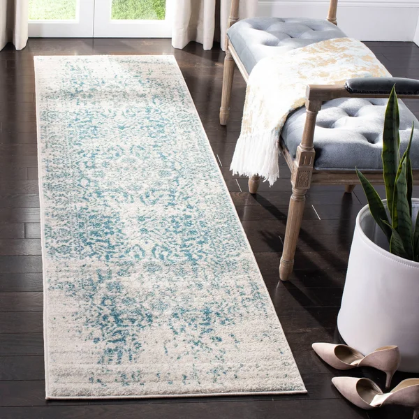 Safavieh Madison Snowflake Boho Distressed Medallion Rug - 2&3x22 x 14& Runner - Turquoise/Ivory