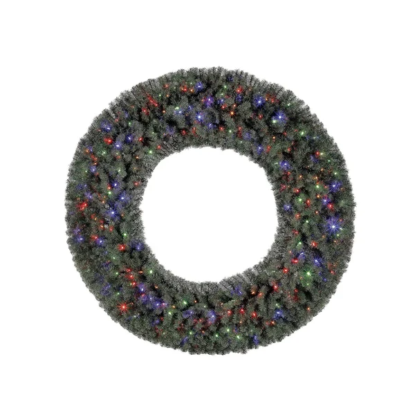 Home Heritage 72 inch Prelit Holiday Christmas Wreath with 400 Color LED Lights - Green