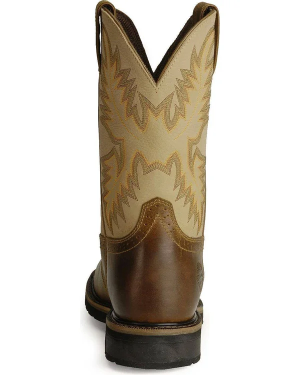 Justin Men's 11x22 Waxy Brown Stampede Work Boots WK4660 - 9.5 EE