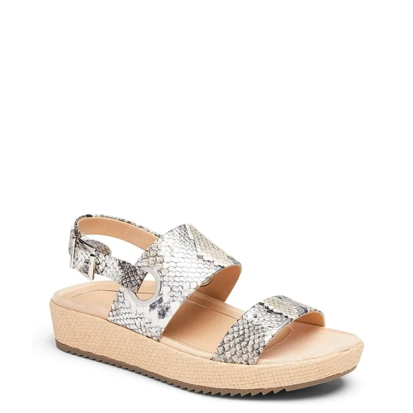 Vionic Louise Platform Sandal - Women's - Grey/Off White Snake Print - Platform Slingback