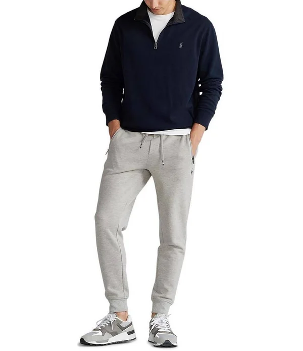 Polo Ralph Lauren Men's Big & Tall Jersey Quarter-Zip Pullover - Dark Grey Heather