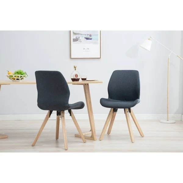 Porthos Home Modern Dining Chair with Rubberwood Dowel Legs - Set of 2 (Blue)