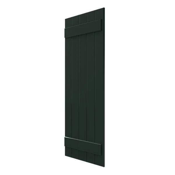 Ekena Millwork CWB18X037CGC 18x22W x 37x22H Exterior Five Board (2 Batten) Composite Board-n-Batten Shutters (Per Pair) - Chrome